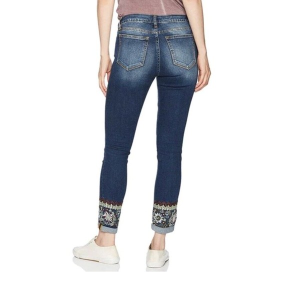 MISS ME WANDER LUST ANKLE SKINNY JEANs Size 26 Blue Ankle Embroidered - Picture 2 of 12